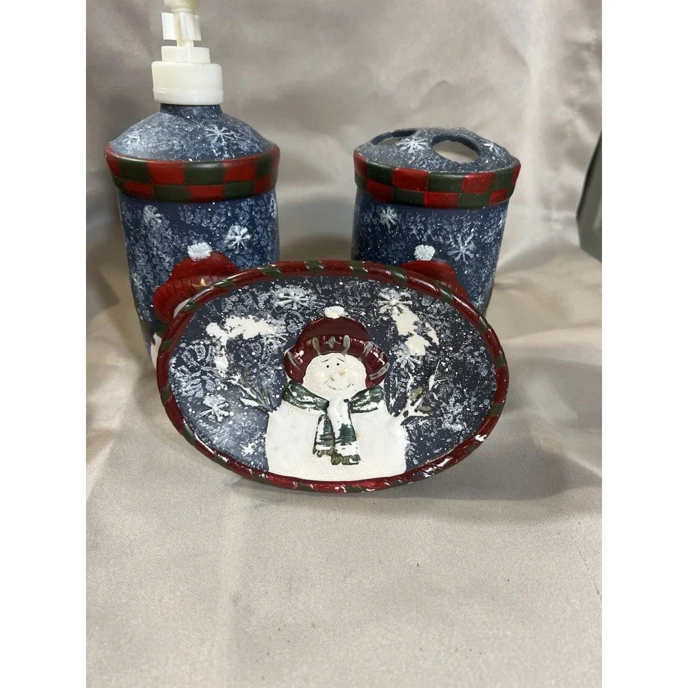3 PC SNOWMAN CHRISTMAS BATHROOM SOAP, TOOTHBRUSH, BAR‎ SOAP (2449)